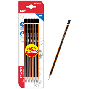 MP ξύλινο μολύβι PE300-3, τρίγωνο, HB, 15τμχ