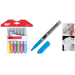 MP σετ μαρκαδόρων για ρούχα PE474, 2mm, 6 χρώματα