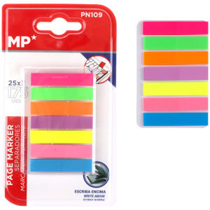 MP αυτοκόλλητοι σελιδοδείκτες PN109, ημιδιάφανοι, 45 x 9mm, 7x 25 τμχ