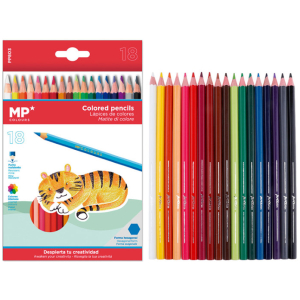 MP χρωματιστές ξυλομπογιές PP803, 18τμχ