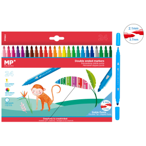 MP σετ χρωματιστών μαρκαδόρων με διπλή μύτη 2.1 & 3.7mm PP862, 24τμχ