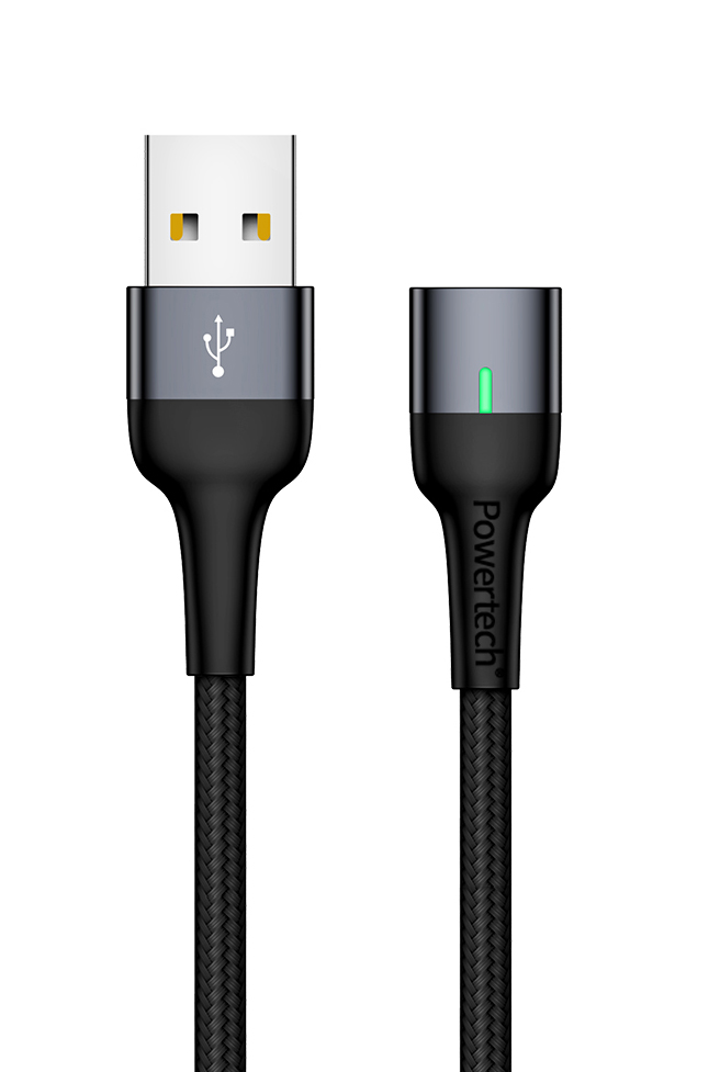 POWERTECH καλώδιο USB PT-757, μαγνητικό, 480Mbps, 1m, μαύρο