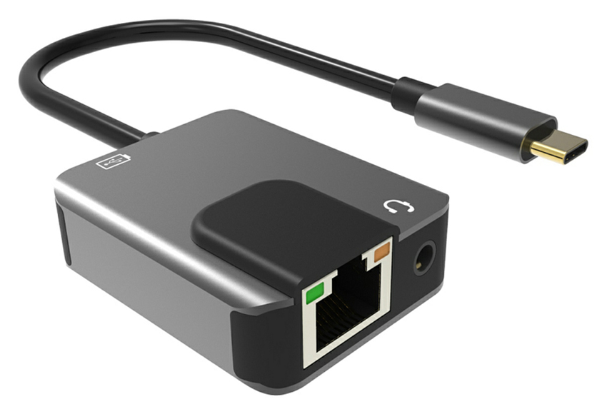 POWERTECH αντάπτορας δικτύου PTH-046, USB-C, 1000Mbps, 65W PD, γκρι