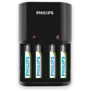PHILIPS φορτιστής μπαταριών AA & AΑΑ NiMH SCB1450NB με 4x AAA, μαύρος