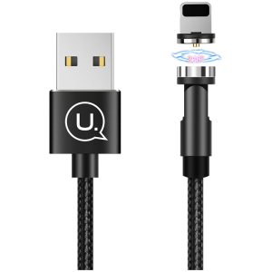 USAMS καλώδιο USB σε lightning US-SJ472, μαγνητικό, 10.5W, 1m, μαύρο