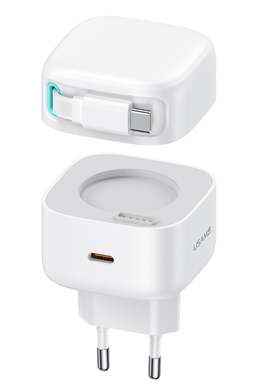 USAMS φορτιστής τοίχου US-CC202 με καλώδιο USB-C, USB-C, 35W GaN, λευκός