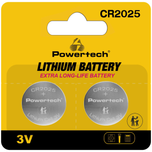 POWERTECH μπαταρίες λιθίου PT-1212, CR2025, 3V, 2τμχ