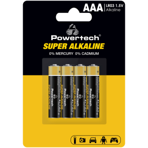 POWERTECH αλκαλικές μπαταρίες Super Alkaline PT-1213, AAA, 1.5V, 4τμχ