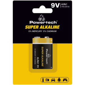 POWERTECH αλκαλική μπαταρία Super Alkaline PT-1215, 9V, 1τμχ