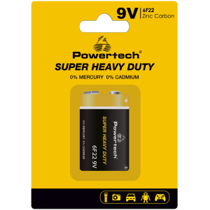 POWERTECH μπαταρία Zinc Carbon Super Heavy Duty PT-1220, 9V, 1τμχ