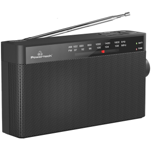 POWERTECH φορητό ραδιόφωνο PT-1244 με πτυσσόμενη κεραία, μαύρο