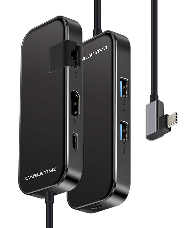 CABLETIME docking station CT-CMHD61G, 6 θυρών, USB-C σύνδεση, 4K, 60W, μαύρο