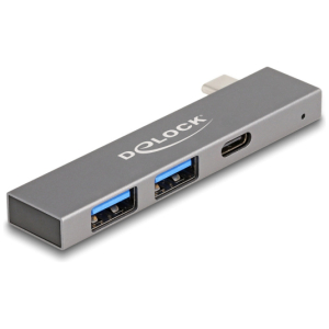 DELOCK USB hub 64275, 3x θυρών, 5Gbps, USB-C σύνδεση, γκρι