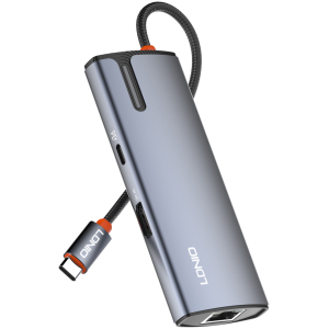 LDNIO docking station DS-16H, 6 θυρών, USB-C σύνδεση, 4K, 100W PD, γκρι