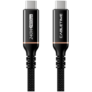 CABLETIME καλώδιο USB-C σε USB-C CT-USB4, 240W, 40Gbps, 8K/60Hz, USB4, 1m, μαύρο