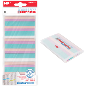 MP αυτοκόλλητα χαρτάκια σημειώσεων PN351-03, διάφανα, 75x12/6mm, 450τμχ