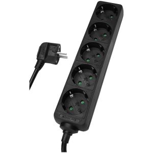 POWERTECH πολύπριζο PT-872, 5x schuko, 16A, 3m, μαύρο
