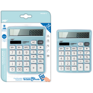 MP αριθμομηχανή PE028, ηλιακό & μπαταρίες, 12 ψηφία, γαλάζια