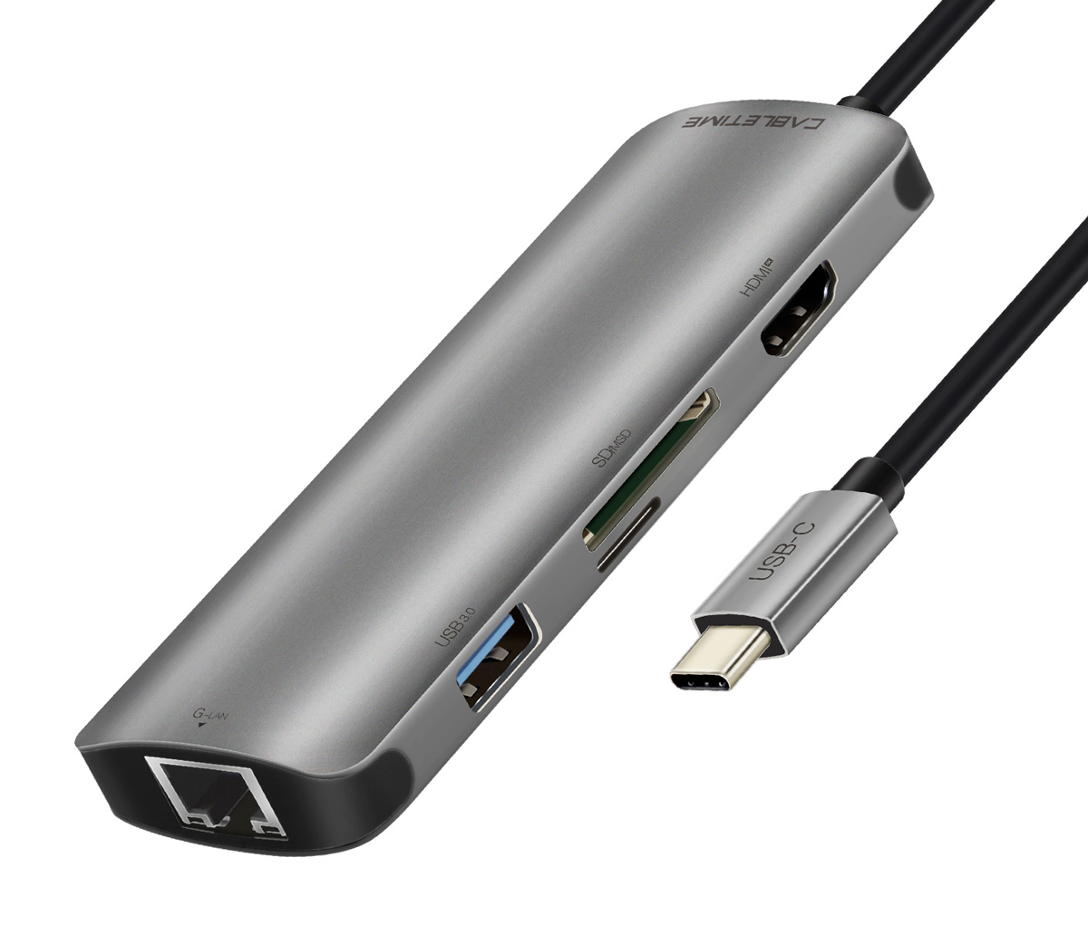 CABLETIME docking station CT-CMHD61L, 6 θυρών, USB-C σύνδεση, 4K, 100W, γκρι