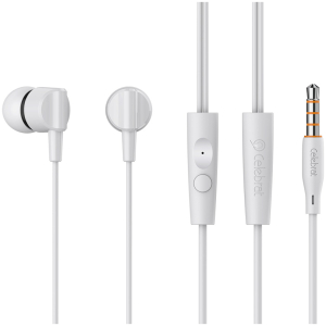 CELEBRAT earphones με μικρόφωνο G35, 3.5mm σύνδεση, 10mm, 1.2m, λευκά