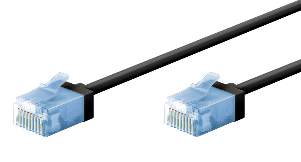 GOOBAY καλώδιο δικτύου 74230, CAT 6A U/UTP, slim, copper, 500MHz, 0.15m, μαύρο