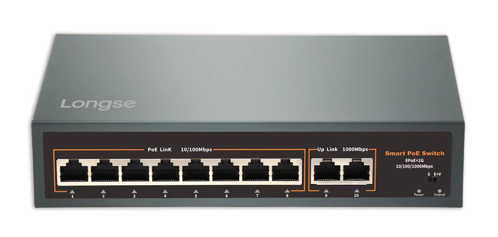 LONGSE PoE switch HT82GA με 8x LAN & 2x WAN θύρες, 10/100/1000Mbps