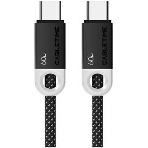 CABLETIME καλώδιο USB-C CT-CM60-PBW, 60W PD, 480Mbps, 0.25m, μαύρο