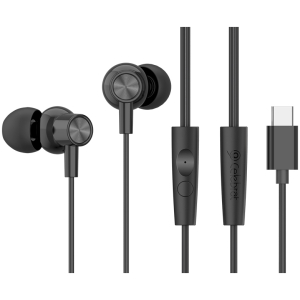 CELEBRAT earphones με μικρόφωνο G38, USB-C σύνδεση, 10mm, 1.2m, μαύρα