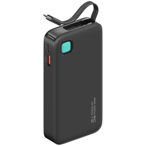 USAMS power bank CD224 με καλώδιο USB-C, 2x θύρες εξόδου, 10000mAh, 20W, μαύρο