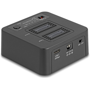 DELOCK docking station για M.2 NVMe SSD 64300, 2 θέσεων, 20Gbps, clone/erase function, μαύρο