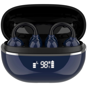 LDNIO earphones με θήκη φόρτισης T09, OWS, Φ10mm, 35/400mAh, μπλε