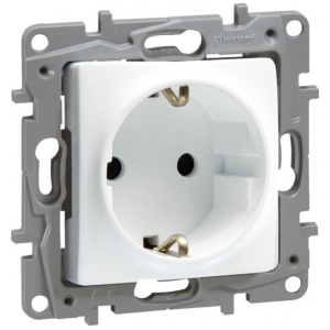 LEGRAND πρίζα 2Π+Γ 764529, ασφαλείας, λευκή