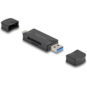 DELOCK card reader 91020 για SD & micro SD, USB/USB-C σύνδεση, 5Gbps, μαύρο