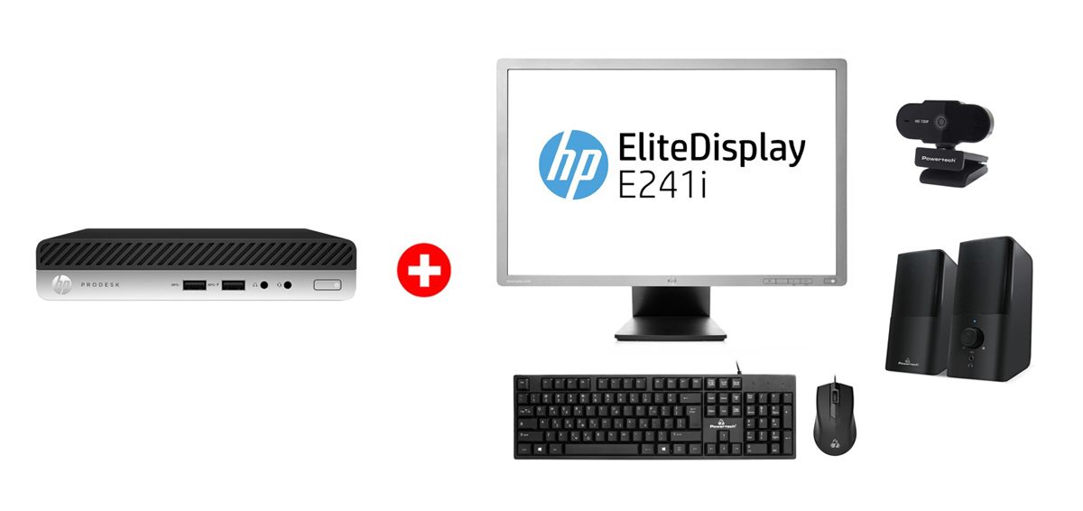 HP PC ProDesk 400 G5 Micro, Refurbished Grade A Repainted, i5-9500T, 8/256GB M.2, Windows 11 Home, με οθόνη E241I/ποντίκι/πληκτρολόγιο/ηχεία/camera
