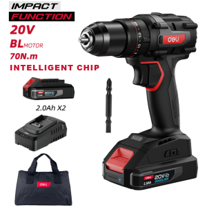 DELI κρουστικό δραπανοκατσάβιδο μπαταρίας DE-CZ20-1D2, Brushless, 20V, 2x 2Ah, 70N.m