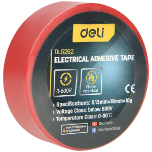 DELI μονωτική ταινία υψηλής αντοχής DL5262, 18mm x 9.15m, κόκκινη