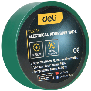 DELI μονωτική ταινία υψηλής αντοχής DL5266, 18mm x 9.15m, πράσινη