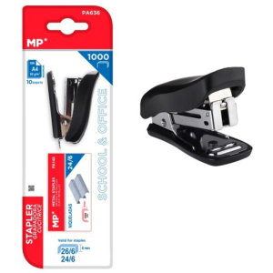 MP mini συρραπτικό με ανταλλακτικά PA636, 24/6-26/6, 10 φύλλα, μαύρο