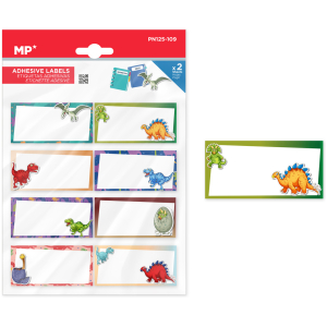 MP αυτοκόλλητες ετικέτες τετραδίων PN125-109, 65x32mm, 8 σχέδια, 16τμχ
