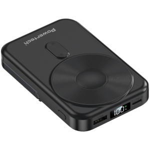 POWERTECH power bank με οθόνη PT-1416, 10000mah, magnetic wireless, 22.5W, μαύρο