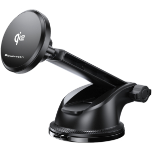 POWERTECH ασύρματος φορτιστής & βάση smartphone αυτοκινήτου PT-1492, Qi2, 15W, μαύρος