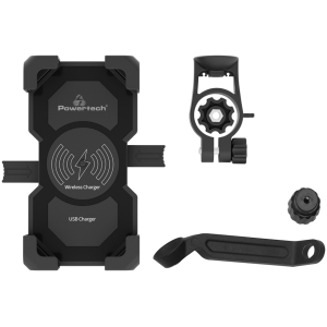 POWERTECH ασύρματος φορτιστής & βάση smartphone μοτοσυκλέτας PTL-024, 7.5W, μαύρη