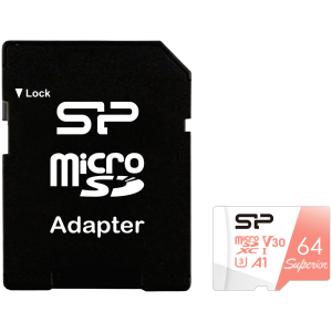 SILICON POWER κάρτα μνήμης microSDXC Superior, 64GB, C10 UHS-I U3 A1 V30