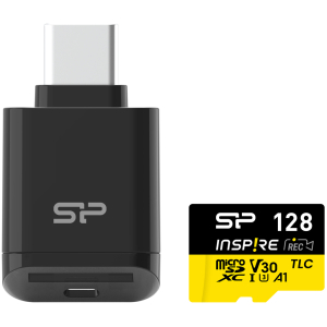 SILICON POWER κάρτα μνήμης microSDXC Inspire με card reader, 128GB, UHS-I U3 A1 V30