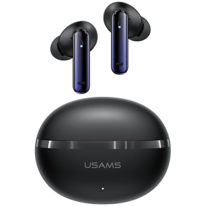 USAMS earphones με θήκη φόρτισης E02, TWS, ANC & ENC, Φ10mm, 35/300mAh, μαύρα