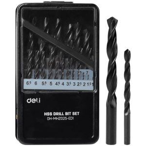 DELI σετ τρυπάνια DH-MHZ025-ED1 για σίδηρο HSS, 1-13mm, DIN 338, 25τμχ