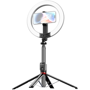 USAMS φωτιστικό δαχτυλίδι LED ZB323 με τρίποδο & βάση smartphone, μαύρο