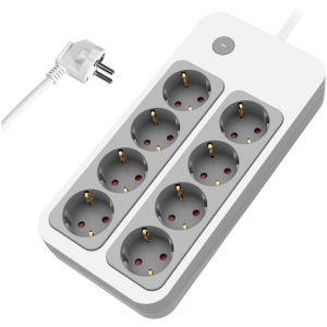 POWERTECH πολύπριζο ασφαλείας PT-1534, 8 θέσεων, 16A, 1.5m, λευκό
