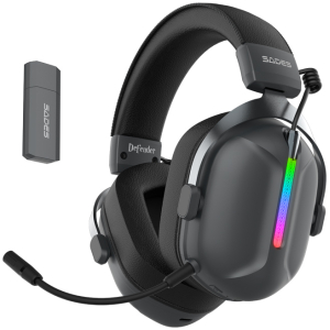SADES gaming headset Defender, ασύρματα & ενσύρματα, 50mm, 1050mAh, RGB, multi-platform, μαύρο