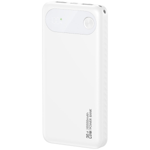 USAMS power bank CD249 με οθόνη, 3x θύρες εξόδου, 10000mAh, PD20W, λευκό